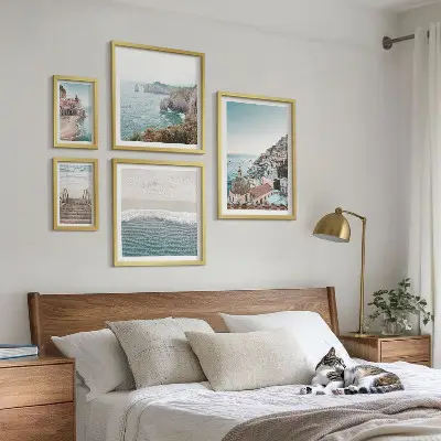 Paesaggi di una città di mare polittico con cornice