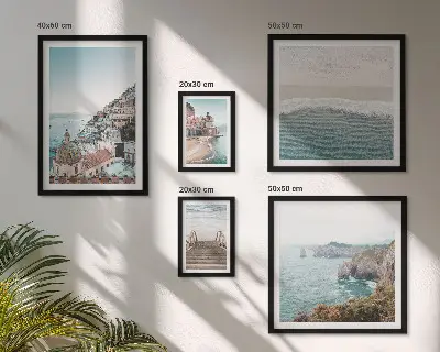 Paesaggi di una città di mare polittico con cornice