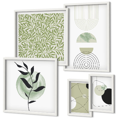 Set di 5 quadri Piante geometriche astratte