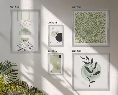 Set di 5 quadri con piante geometriche astratte
