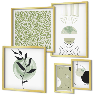 Set di 5 quadri Piante geometriche astratte