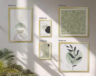 Set di 5 quadri con piante geometriche astratte