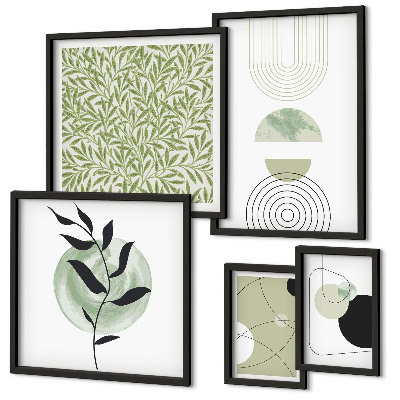 Set di 5 quadri Piante geometriche astratte