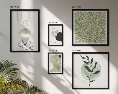 Set di 5 quadri con piante geometriche astratte