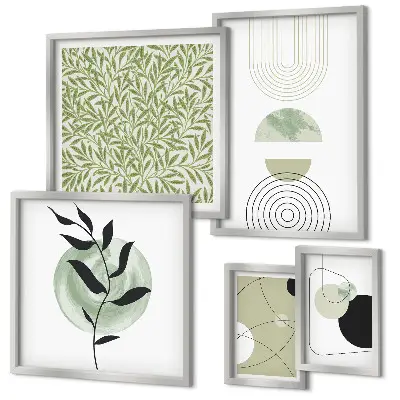 Set di 5 quadri con piante geometriche astratte