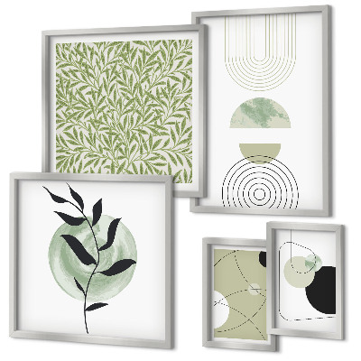 Set di 5 quadri Piante geometriche astratte