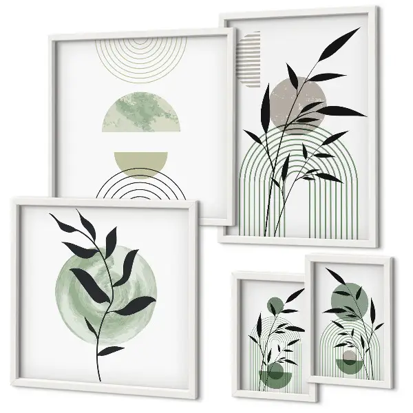 Polittico con cornice con eleganti grafiche vegetali