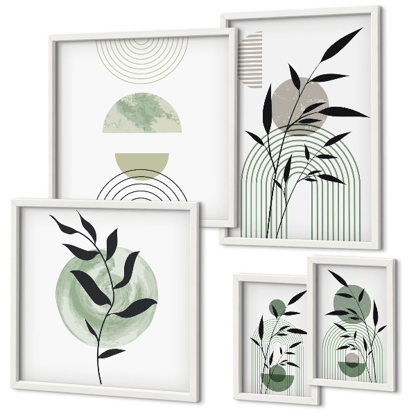 Polittico con cornice Eleganti grafiche vegetali