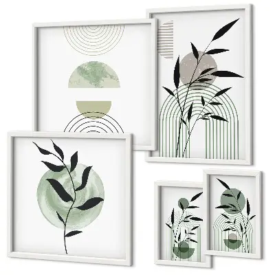 Polittico con cornice con eleganti grafiche vegetali