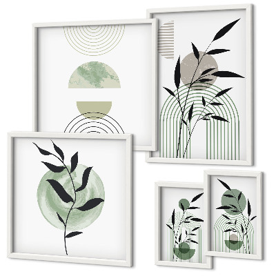 Polittico con cornice Eleganti grafiche vegetali