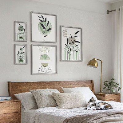 Polittico con cornice Eleganti grafiche vegetali