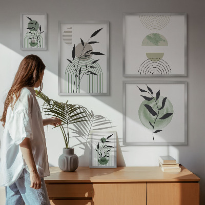 Polittico con cornice Eleganti grafiche vegetali