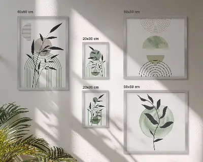 Polittico con cornice con eleganti grafiche vegetali