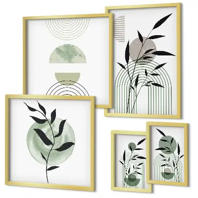 Polittico con cornice con eleganti grafiche vegetali