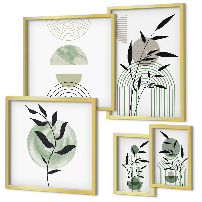 Polittico con cornice Eleganti grafiche vegetali
