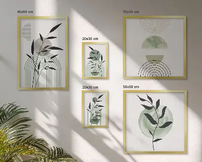 Polittico con cornice con eleganti grafiche vegetali