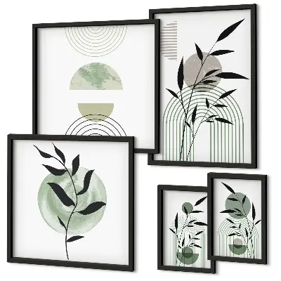 Polittico con cornice con eleganti grafiche vegetali