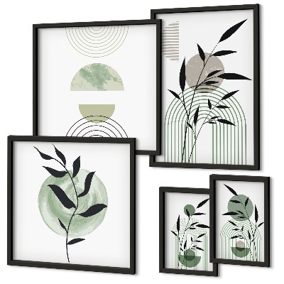 Polittico con cornice Eleganti grafiche vegetali