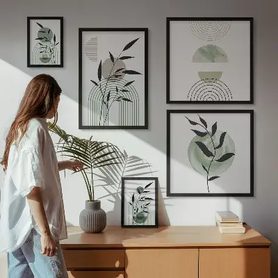 Polittico con cornice con eleganti grafiche vegetali