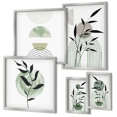 Polittico con cornice con eleganti grafiche vegetali