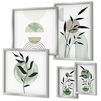 Polittico con cornice Eleganti grafiche vegetali