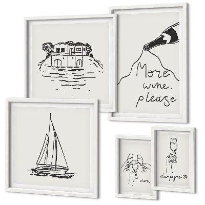 Set di 5 quadri Grafica elegante del vino relax