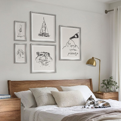 Set di 5 quadri Grafica elegante del vino relax