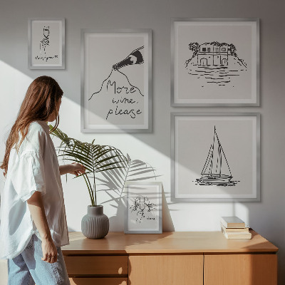 Set di 5 quadri Grafica elegante del vino relax