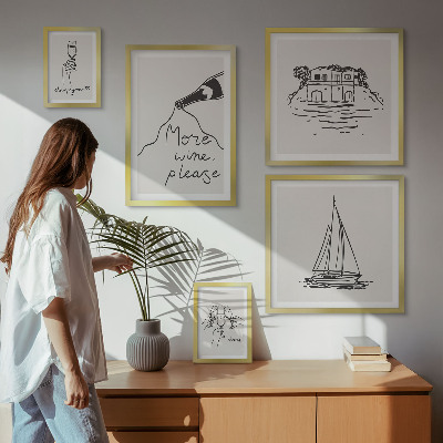 Set di 5 quadri Grafica elegante del vino relax