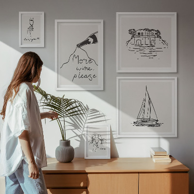 Set di 5 quadri Grafica elegante del vino relax