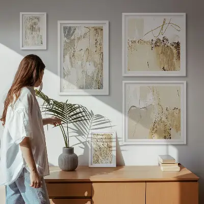 Set di quadri incorniciati con composizioni astratte minimaliste