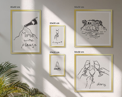 Polittico con cornice Illustrazioni eleganti per brindisi con il vino