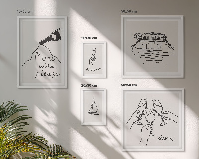 Polittico con cornice Illustrazioni eleganti per brindisi con il vino