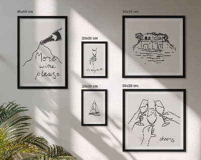 Polittico con cornice Illustrazioni eleganti per brindisi con il vino