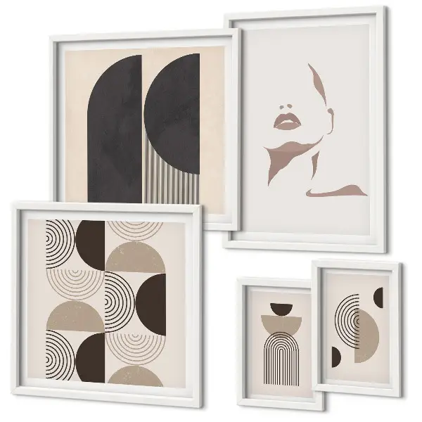 Ritratti geometrici eleganti set di 5 quadri
