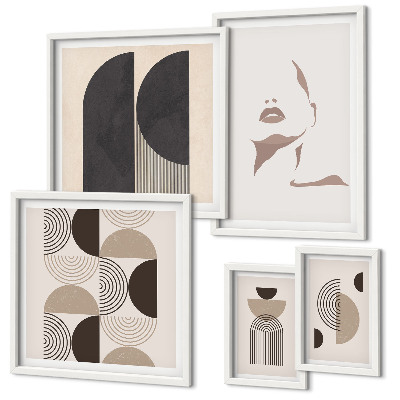 Set di 5 quadri Ritratti geometrici eleganti