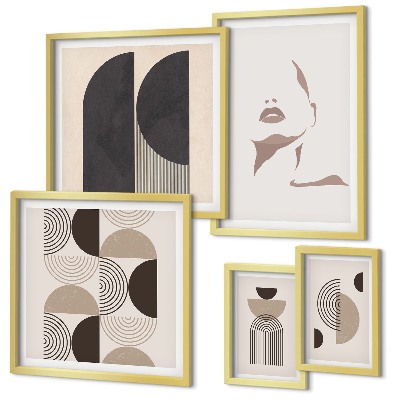 Set di 5 quadri Ritratti geometrici eleganti