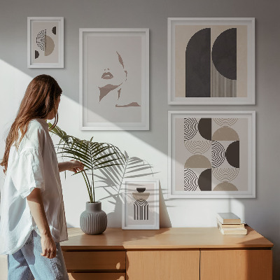 Set di 5 quadri Ritratti geometrici eleganti