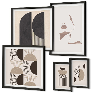 Set di 5 quadri Ritratti geometrici eleganti