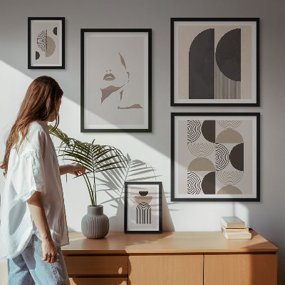 Set di 5 quadri Ritratti geometrici eleganti