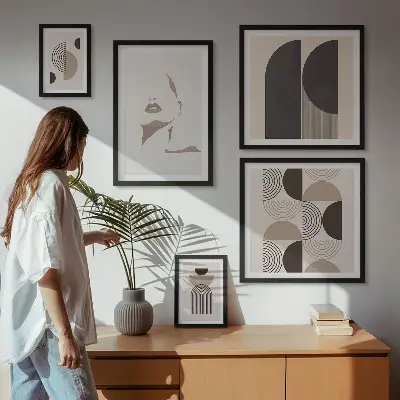 Ritratti geometrici eleganti set di 5 quadri