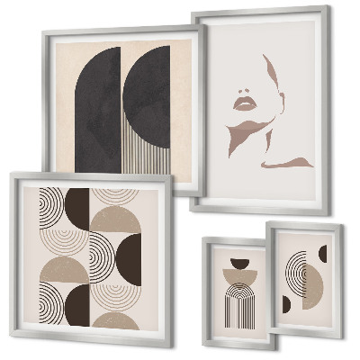 Set di 5 quadri Ritratti geometrici eleganti