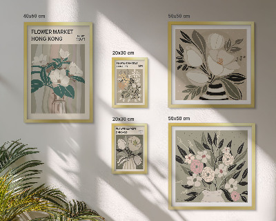 Set di 5 quadri Fiera dei fiori retrò vintage