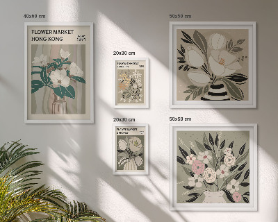 Set di 5 quadri Fiera dei fiori retrò vintage