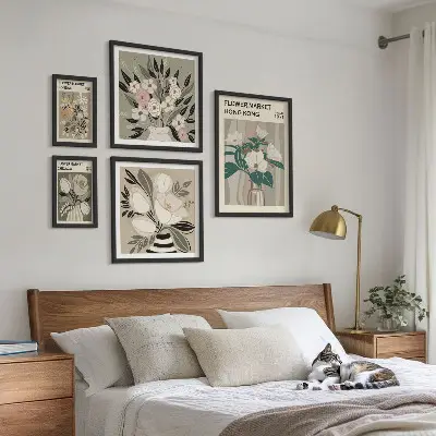 Set di 5 quadri con motivo fiera dei fiori in stile retrò vintage