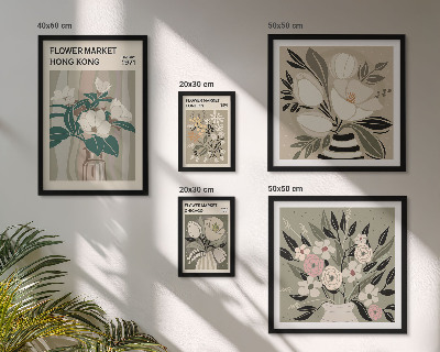 Set di 5 quadri Fiera dei fiori retrò vintage