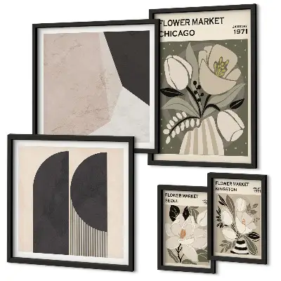 Set di quadri incorniciati con composizioni floreali eleganti