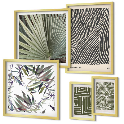 Set di 5 quadri Composizioni vegetali minimaliste