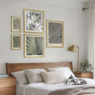 Set di 5 quadri Composizioni vegetali minimaliste
