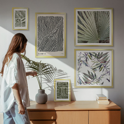 Set di 5 quadri Composizioni vegetali minimaliste